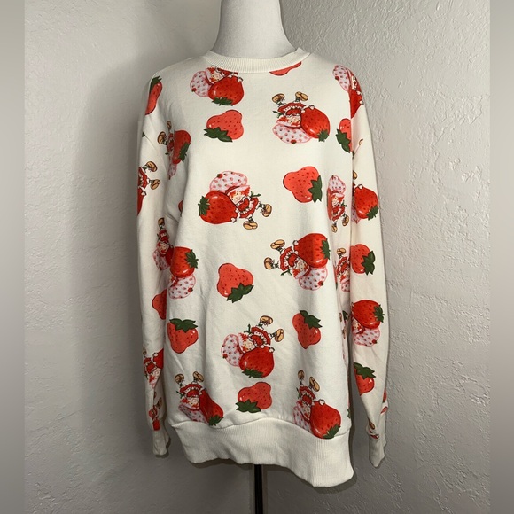 Strawberry Shortcake Sweaters - Strawberry Shortcake Ivory Retro Pullover Sweatshirt S/M